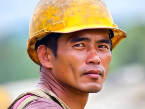 Man Asian construction worker Portrait