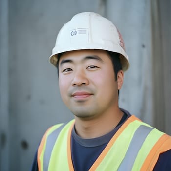 Man Asian construction worker Portrait