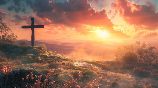 Ample space for words next to an image of a Christian sunrise service