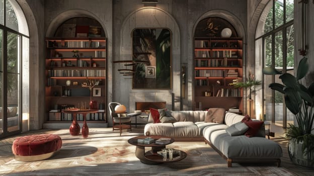 Artistic poster design highlighting elegant interior decor layouts for sophisticated living