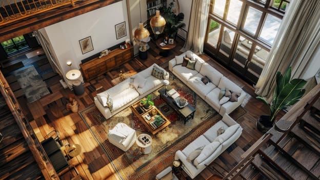 Bird's-eye perspective showcasing the elegance and sophistication of interior design