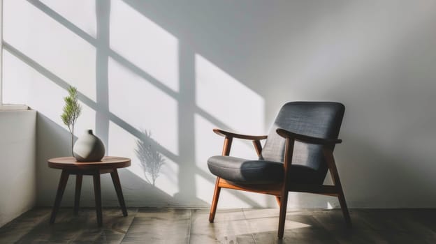 Bold graphic silhouette of minimalist furnishings adding character to a room