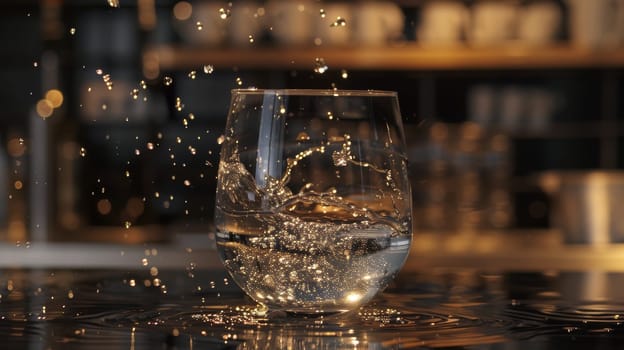 Basic yet elegant shot of a spinning glass of water