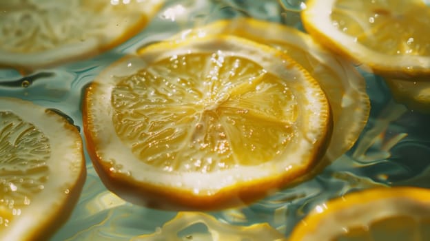 Bohemian layout pattern of floating lemon slices in a boho-chic arrangement