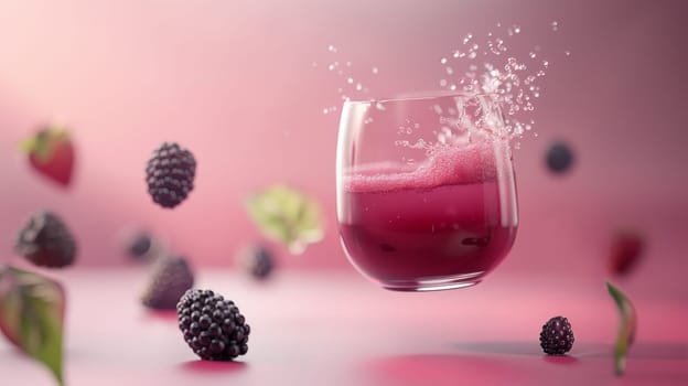 Clean and simple levitating glass of blackberry juice