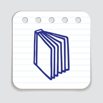 Doodle book icon handdrawn with blue pen on a notepaper. Knowledge and education symbol painted in grunge style. Vector illustration isolated on white background