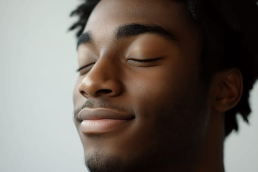 A peaceful man with closed eyes, embodying a sense of tranquility and contentment.
