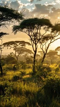 Dense acacia forests bustling with activity