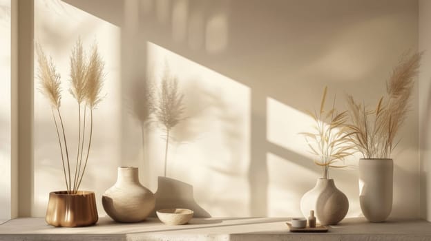 Contemporary decor arrangement featuring a neutral color palette for a calming atmosphere