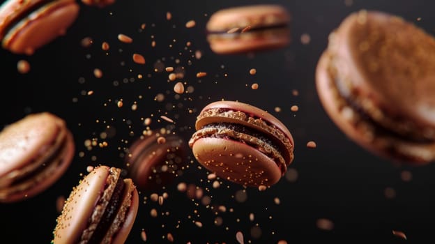 Darkened outline of macarons spinning