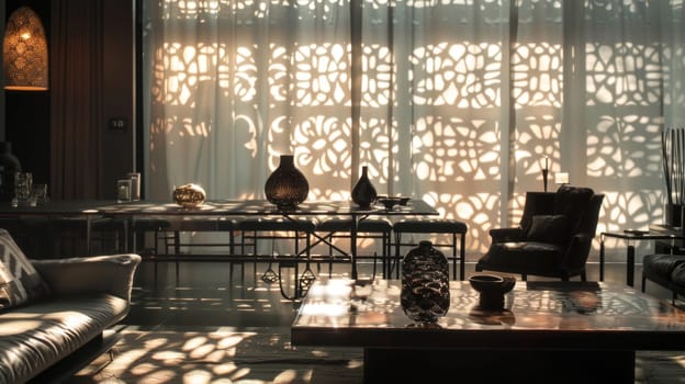 Dramatic shadow play highlighting the beauty and elegance of interior design