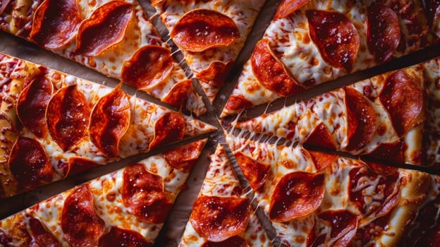 Dynamic layout of rotating pizza slices in a dynamic pattern