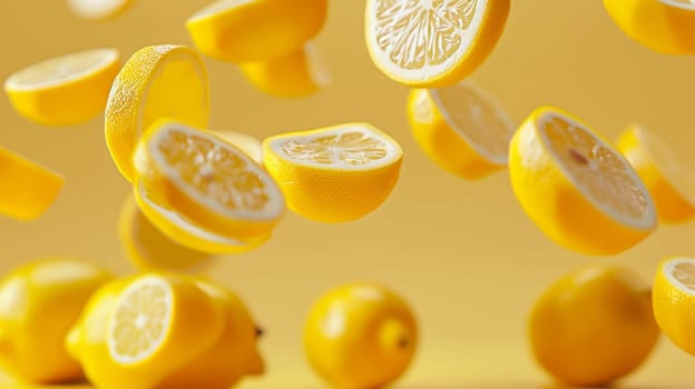 Dynamic poster with floating lemon slices in a dynamic layout