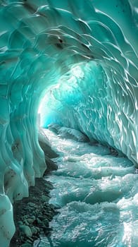 Enchanting ice tunnels carved by glacial meltwater