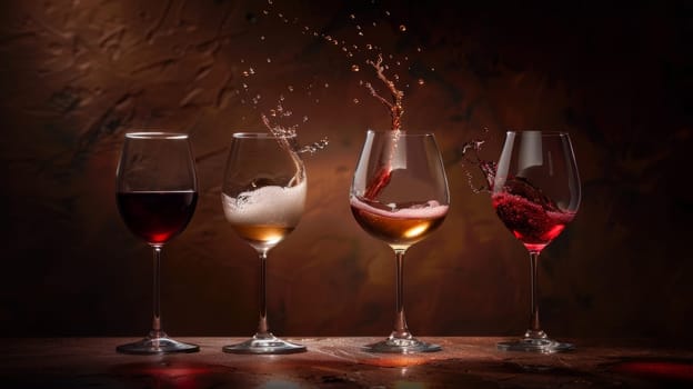 Elegant poster showcasing levitating wine glasses with sophisticated fonts