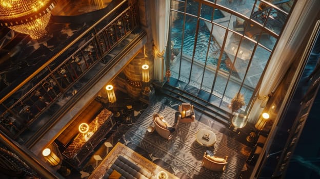 Elevated view showcasing the intricate details of interior decor