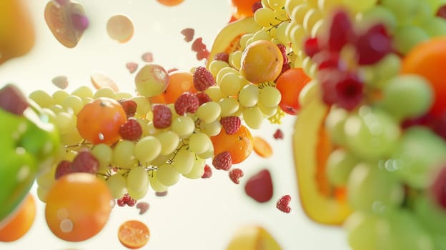 Flowing layout of rotating fruits forming a flowing pattern