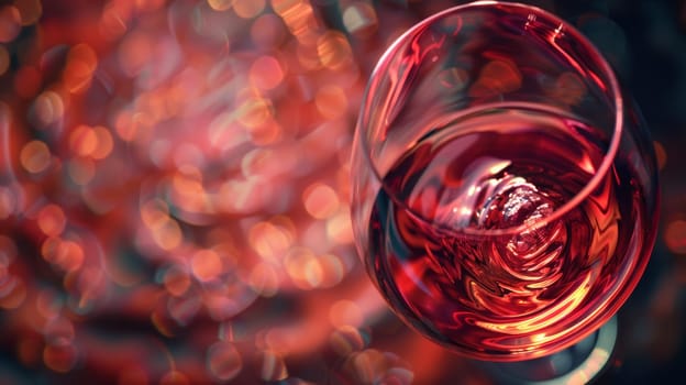 Glass of wine swirling with plenty of space for copy