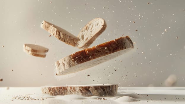 Inviting design with levitating slices of bread and space for recipes