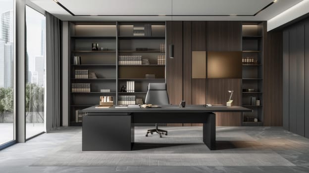 Minimalist office with efficient storage solutions