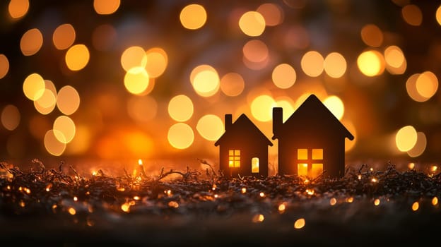 A cozy, blurred Christmas background capturing the essence of home and family, with soft warm lighting that fills the room, evoking a comforting holiday ambiance. Hints of holiday decorations and festive spirit create a welcoming seasonal atmosphere, perfect for invoking memories of cherished family moments.