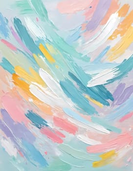 Artwork features an abstract design characterized by gentle pastel colors and soft brush strokes, creating a calming and artistic atmosphere perfect for any creative space. Generative AI.