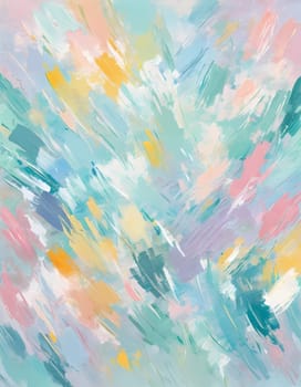 Artwork features an abstract design characterized by gentle pastel colors and soft brush strokes, creating a calming and artistic atmosphere perfect for any creative space. Generative AI.