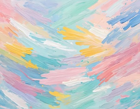 Artwork features an abstract design characterized by gentle pastel colors and soft brush strokes, creating a calming and artistic atmosphere perfect for any creative space. Generative AI.