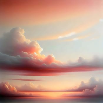 A painting of a beautiful sunset sky with soft pink and orange hues, creating a peaceful and tranquil atmosphere. A high-quality photo.