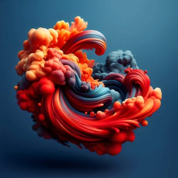 A 3D rendering of swirling, abstract shapes of colorful paint, creating a dynamic and vibrant design. A high-quality photo.