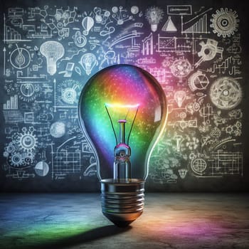 A lightbulb with a colorful, glowing galaxy inside, representing the power of ideas and imagination. A high-quality photo.