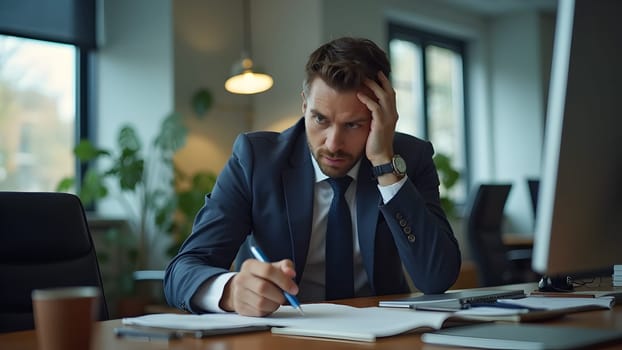 Desperate businessman in the office
