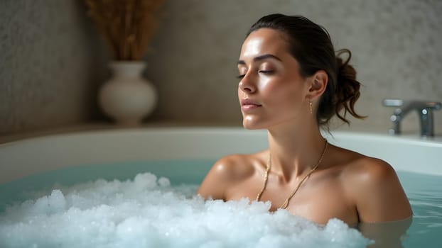 Cute woman taking a bath