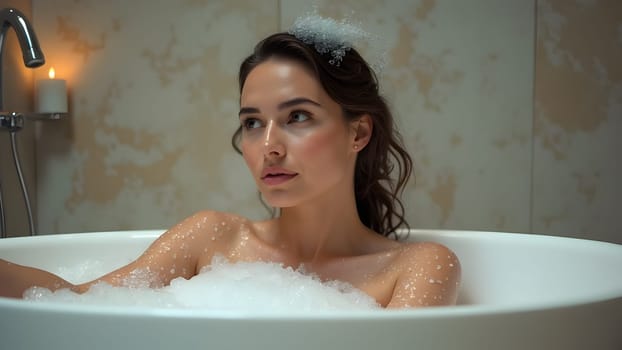 Cute woman taking a bath