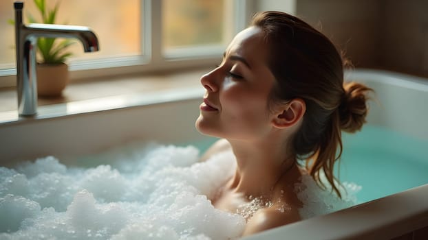 Cute woman taking a bath