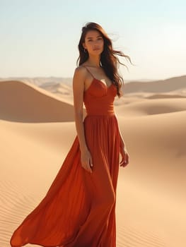 Beautiful fashion woman in desert