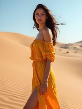 Beautiful fashion woman in desert