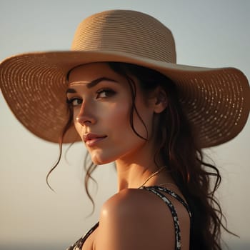 Beautiful woman portrait in hat