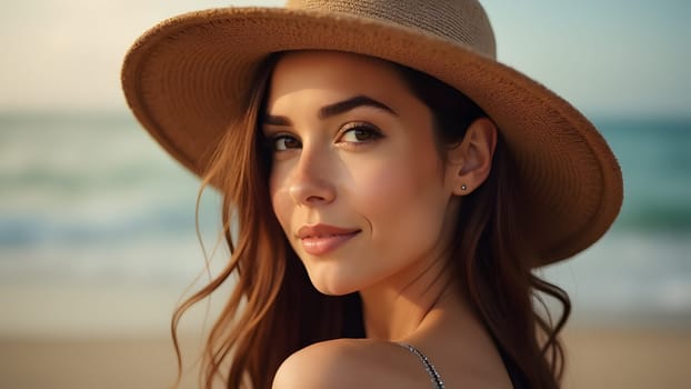 Beautiful woman portrait in hat