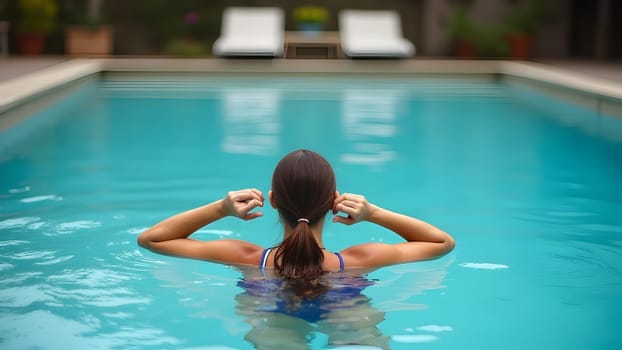 Beautiful woman in the pool