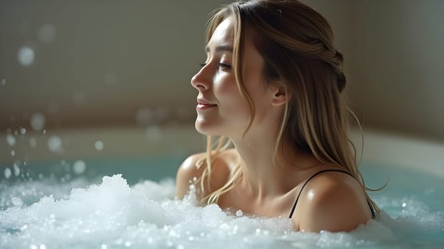 Cute woman taking a bath