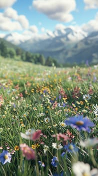 Peaceful meadows blooming with wildflowers