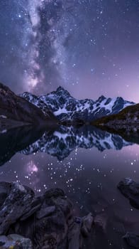 Pristine alpine tarns reflecting starry night skies