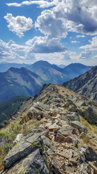 Rocky ridgelines offering panoramic views of distant peaks