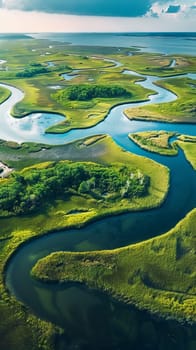 Serene salt marshes teeming with wildlife