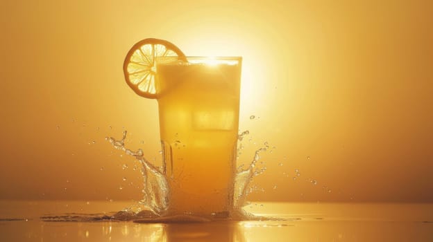 Silhouette of a glass of lemonade spinning