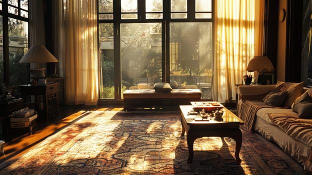 Silhouette of carefully arranged furnishings creating a sense of tranquility