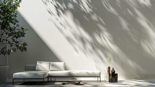 Silhouette of minimalist furnishings creating a tranquil and inviting atmosphere
