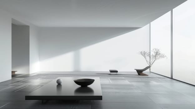 Silhouette of minimalist furnishings creating a sense of harmony and balance