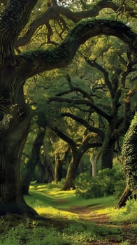 Towering oak forests sheltering sacred groves